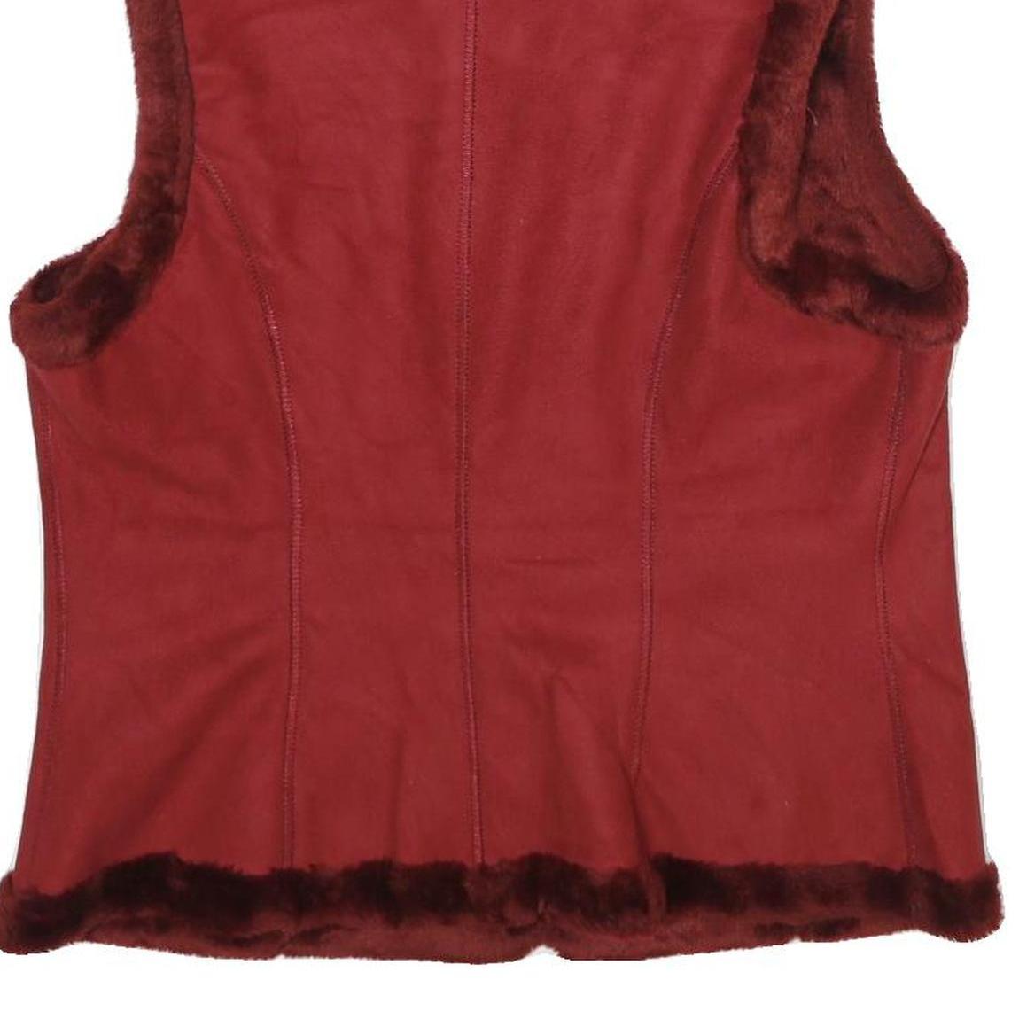 CHAPS Womens Red Faux Suede Zip Jacket L Faux Suede Plain Stylish Warm