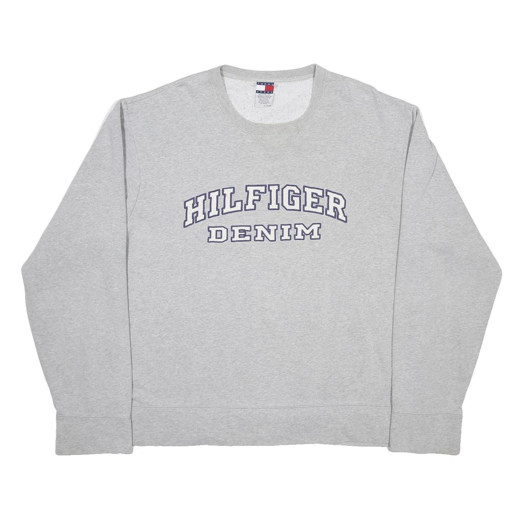 TOMMY JEANS Mens Grey Hilfiger Denim Crew Neck Sweatshirt XL Cotton Blend
