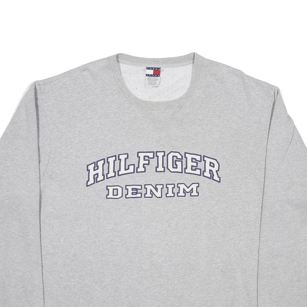 TOMMY JEANS Mens Grey Hilfiger Denim Crew Neck Sweatshirt XL Cotton Blend