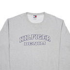 TOMMY JEANS Mens Grey Hilfiger Denim Crew Neck Sweatshirt XL Cotton Blend