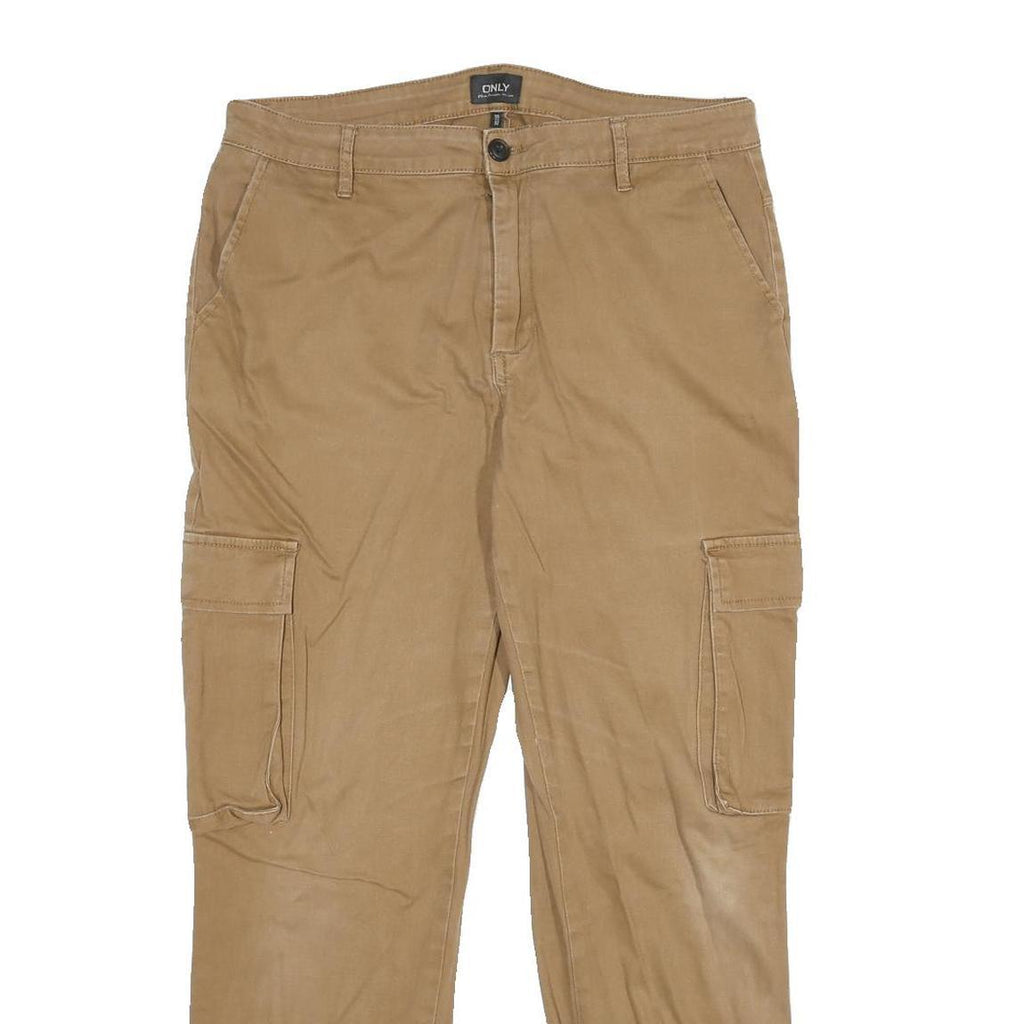 ONLY Mens Cotton Blend Beige Regular Cargo Trousers W32 L28 Zip Closure Casual