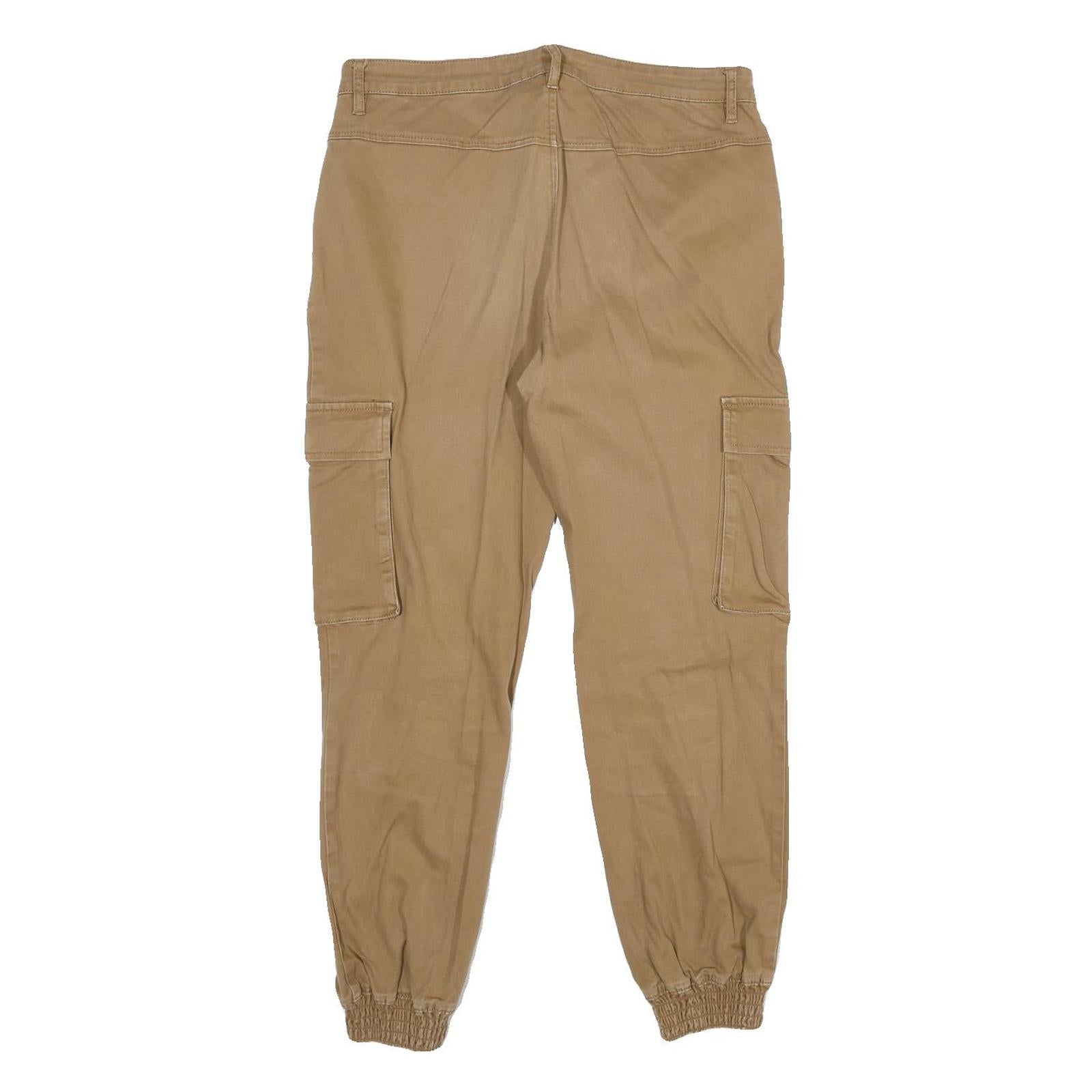 ONLY Mens Cotton Blend Beige Regular Cargo Trousers W32 L28 Zip Closure Casual
