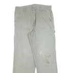 CARHARTT Mens Relaxed Fit Beige Workwear Trousers W33 L30 Cotton Blend Zip