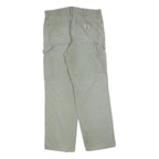 CARHARTT Mens Relaxed Fit Beige Workwear Trousers W33 L30 Cotton Blend Zip