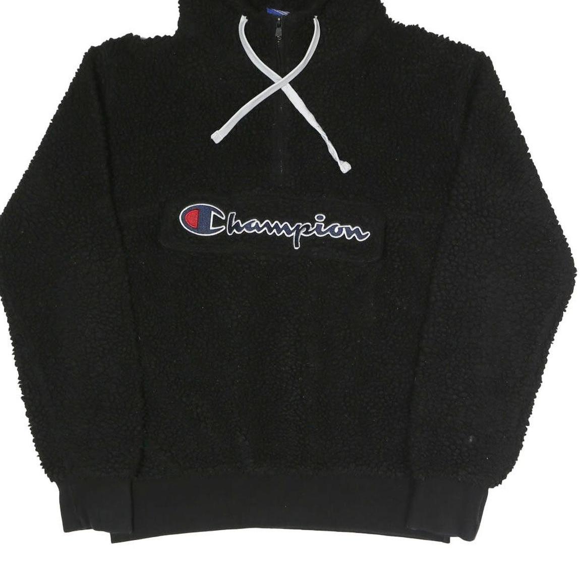 CHAMPION Womens Black Hoodie Fleece ¼ Zip L Warm Comfort Sportswear