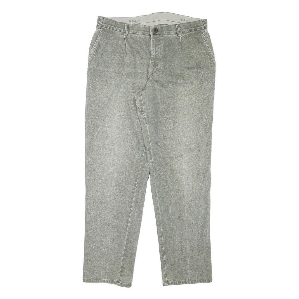 G GABALDI Mens Cotton Blend Grey Regular Fit Straight Leg Trousers W34 L31 Smart