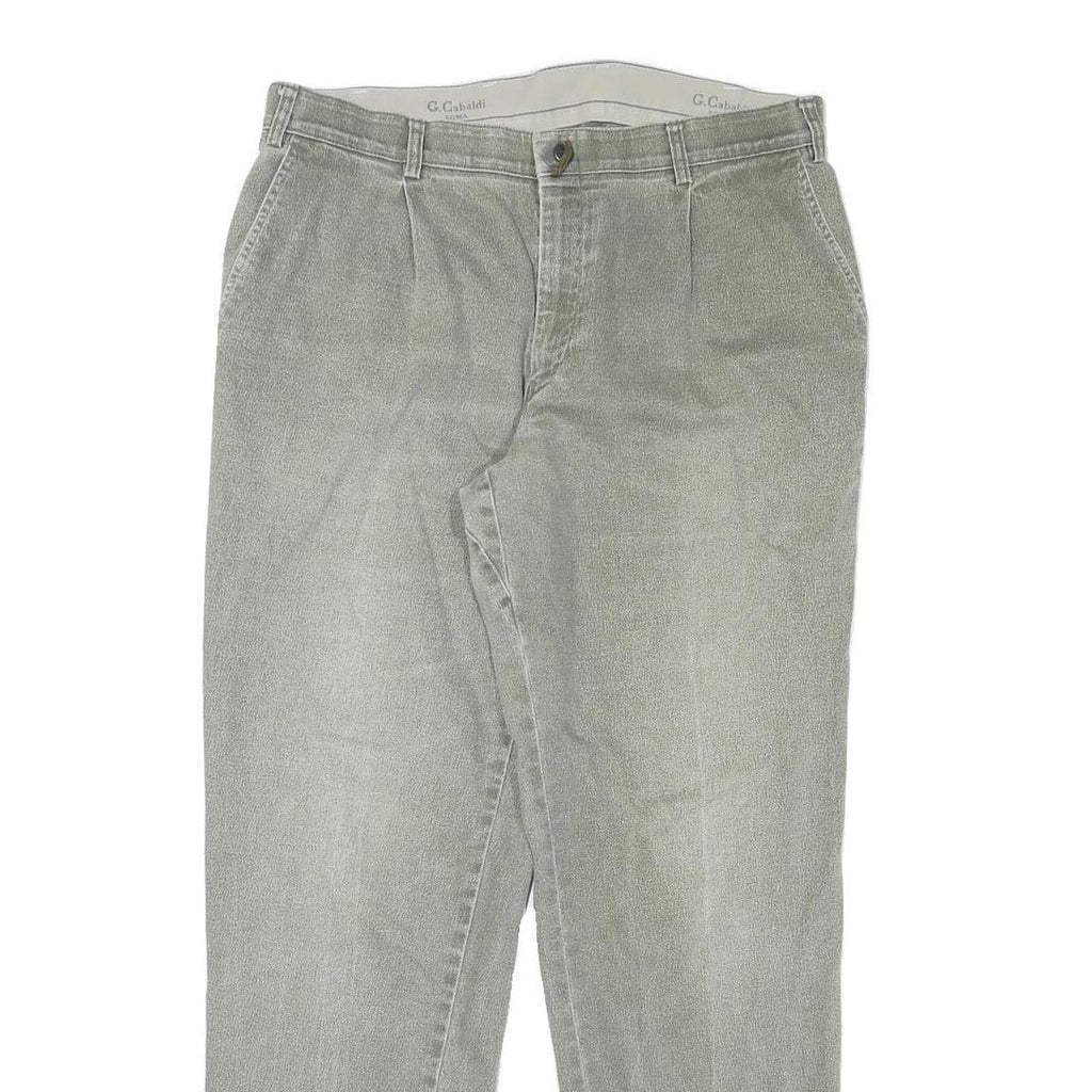 G GABALDI Mens Cotton Blend Grey Regular Fit Straight Leg Trousers W34 L31 Smart
