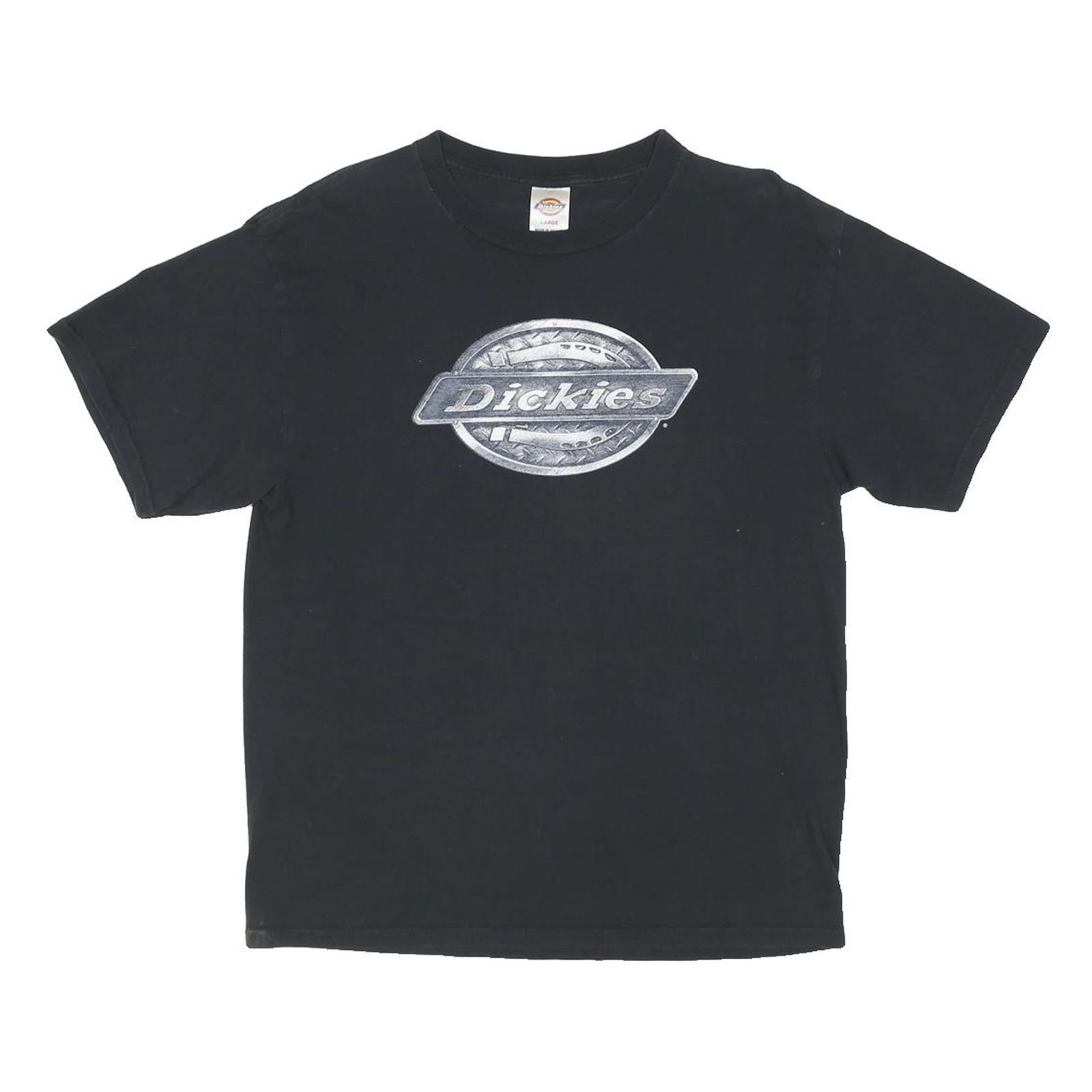 DICKIES Mens Black Graphic T-Shirt L Short Sleeve Crew Neck Cotton Blend