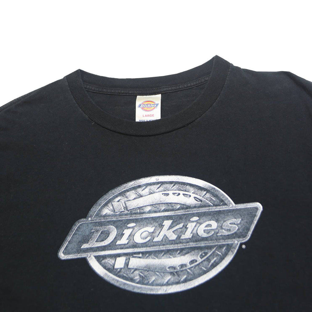 DICKIES Mens Black Graphic T-Shirt L Short Sleeve Crew Neck Cotton Blend