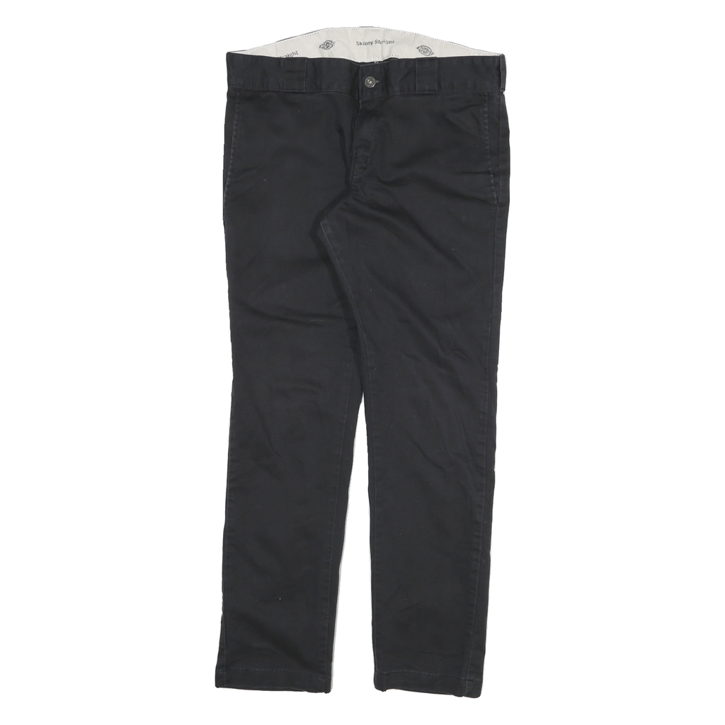 DICKIES Mens Slim Black Trousers W30 L27 Cotton Blend Zip Pockets Casual