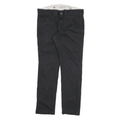DICKIES Mens Slim Black Trousers W30 L27 Cotton Blend Zip Pockets Casual