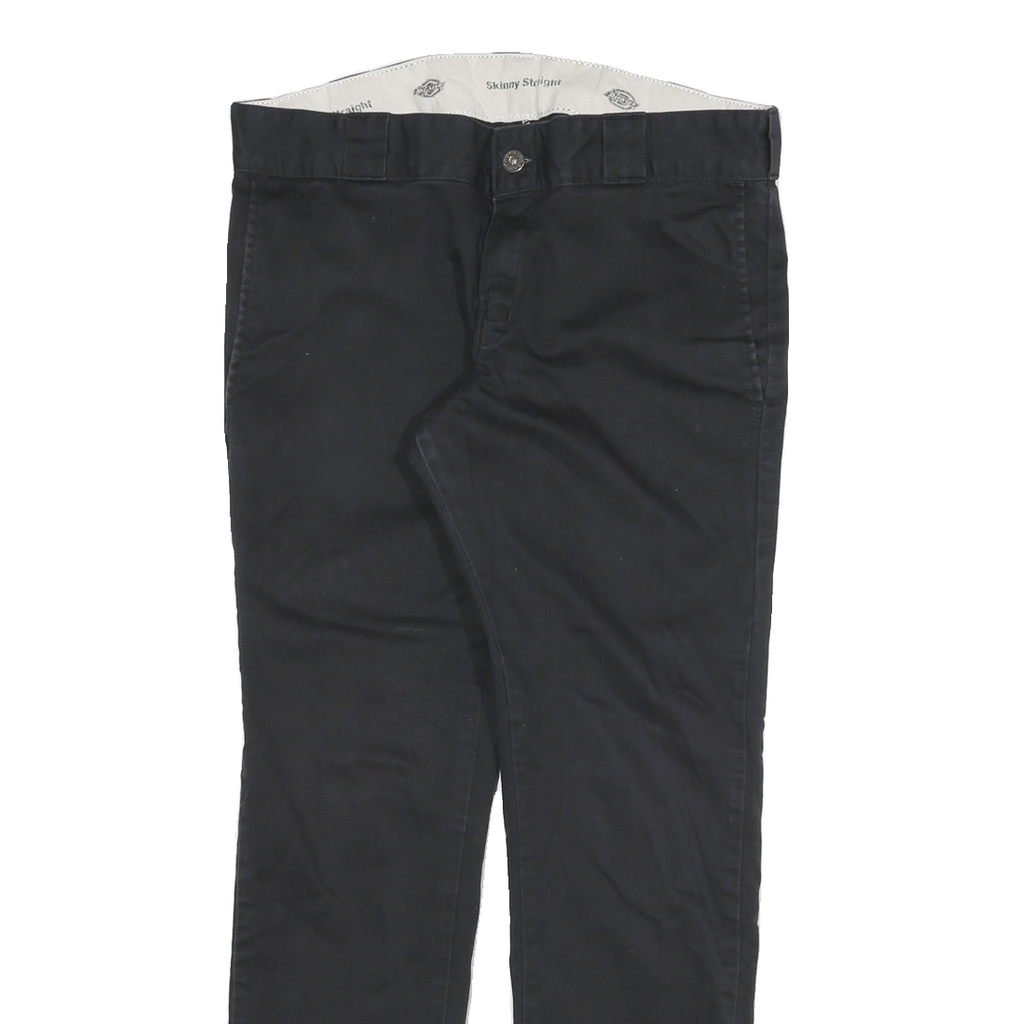 DICKIES Mens Slim Black Trousers W30 L27 Cotton Blend Zip Pockets Casual