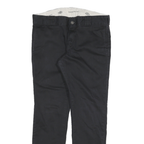 DICKIES Mens Slim Black Trousers W30 L27 Cotton Blend Zip Pockets Casual
