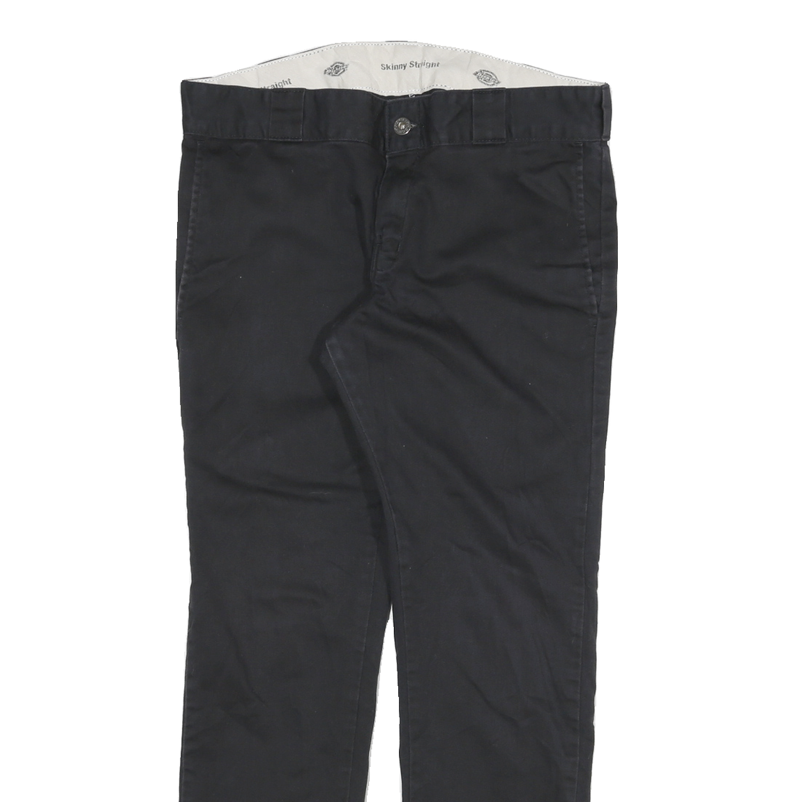 DICKIES Mens Slim Black Trousers W30 L27 Cotton Blend Zip Pockets Casual