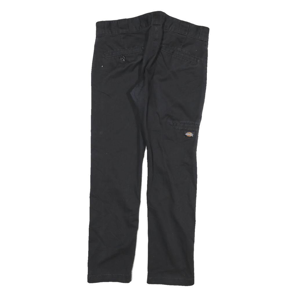 DICKIES Mens Slim Black Trousers W30 L27 Cotton Blend Zip Pockets Casual