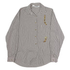 SHIRTS COMPANY Mens Brown & White Check Shirt M Cotton Blend Casual Long Sleeve