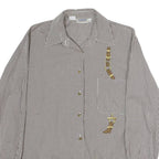 SHIRTS COMPANY Mens Brown & White Check Shirt M Cotton Blend Casual Long Sleeve