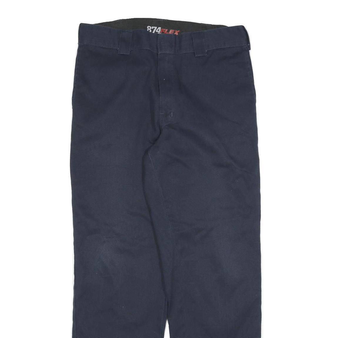 DICKIES Mens Cotton Blend Navy Regular Leg Trousers W32 L31 Zip Closure Workwear