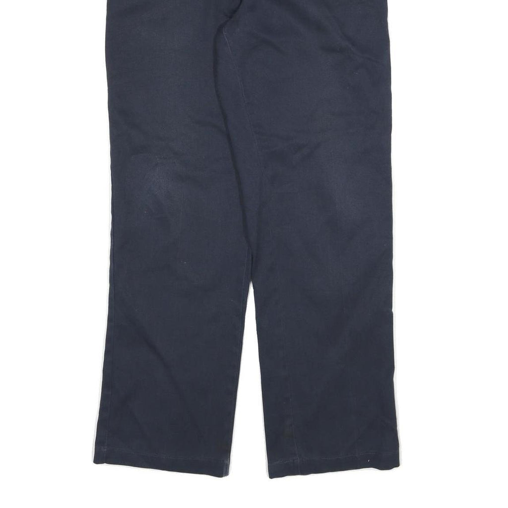 DICKIES Mens Cotton Blend Navy Regular Leg Trousers W32 L31 Zip Closure Workwear