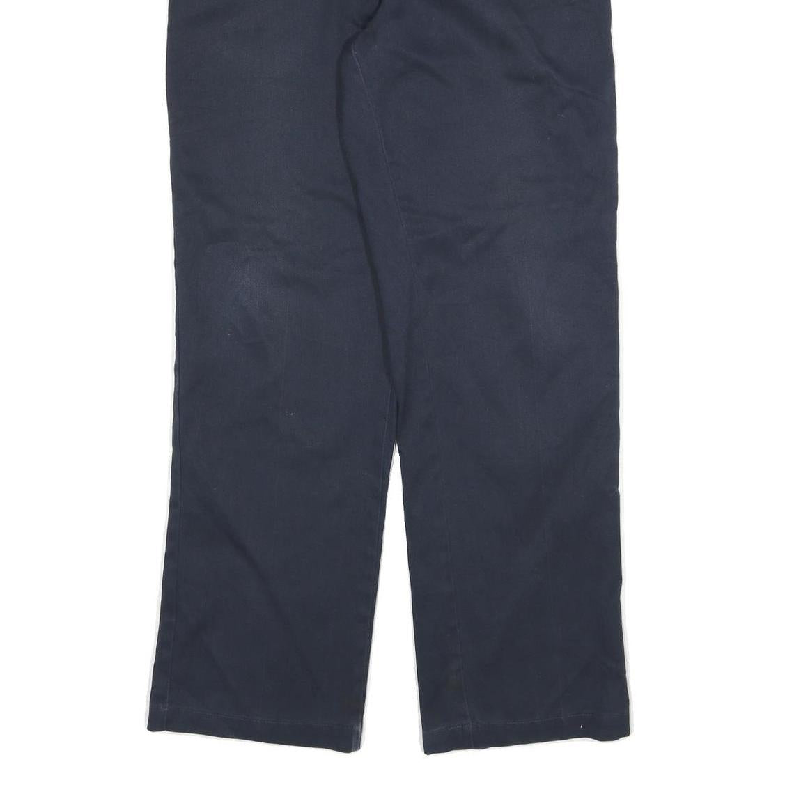 DICKIES Mens Cotton Blend Navy Regular Leg Trousers W32 L31 Zip Closure Workwear