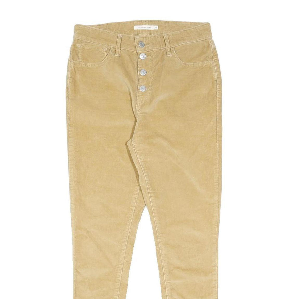 LEVI'S Womens Cotton Blend Beige Slim Skinny Trousers W29 L30 Button Closure