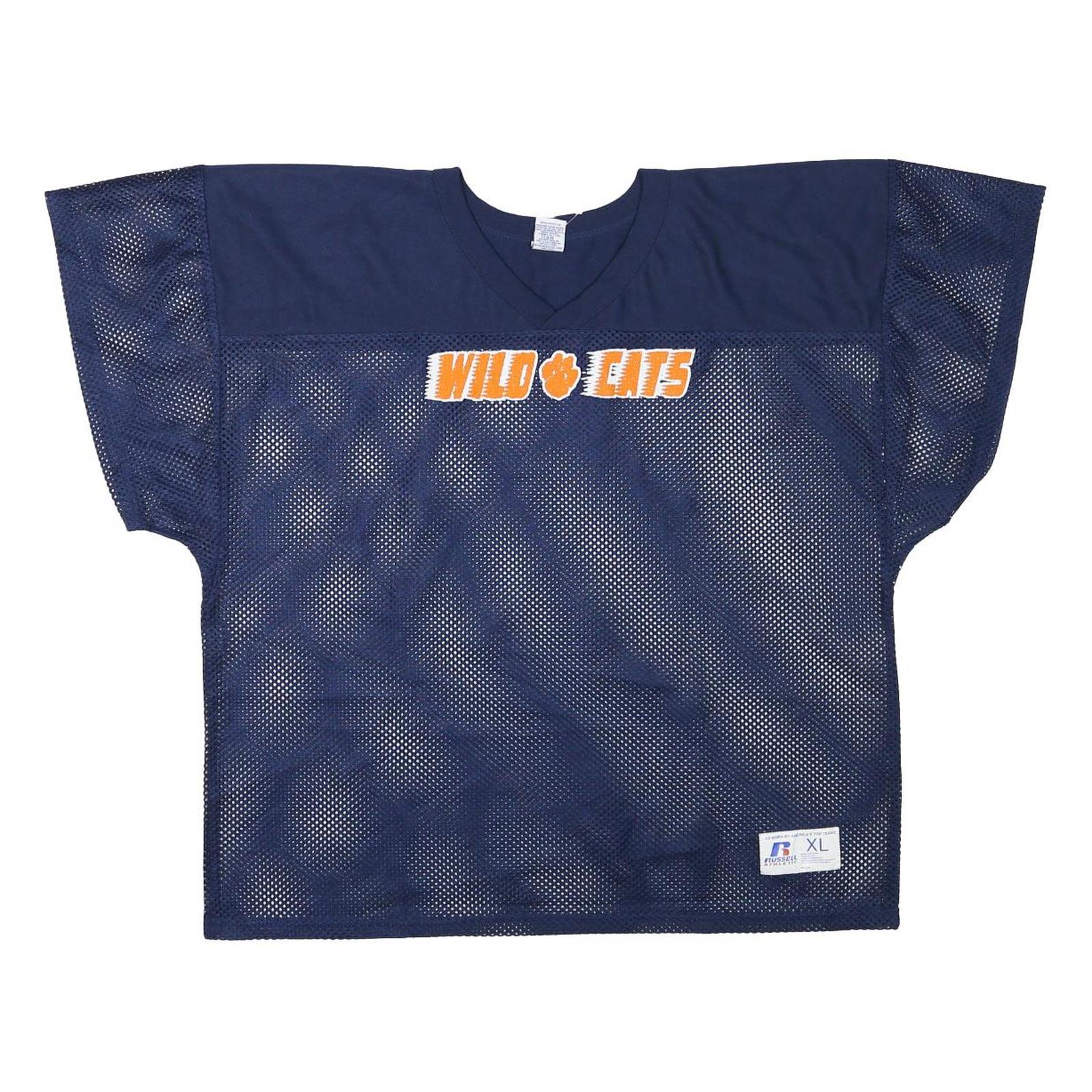 RUSSELL ATHLETIC Mens Navy Blue Wild Cats Graphic T-Shirt XL Short Sleeve V-Neck