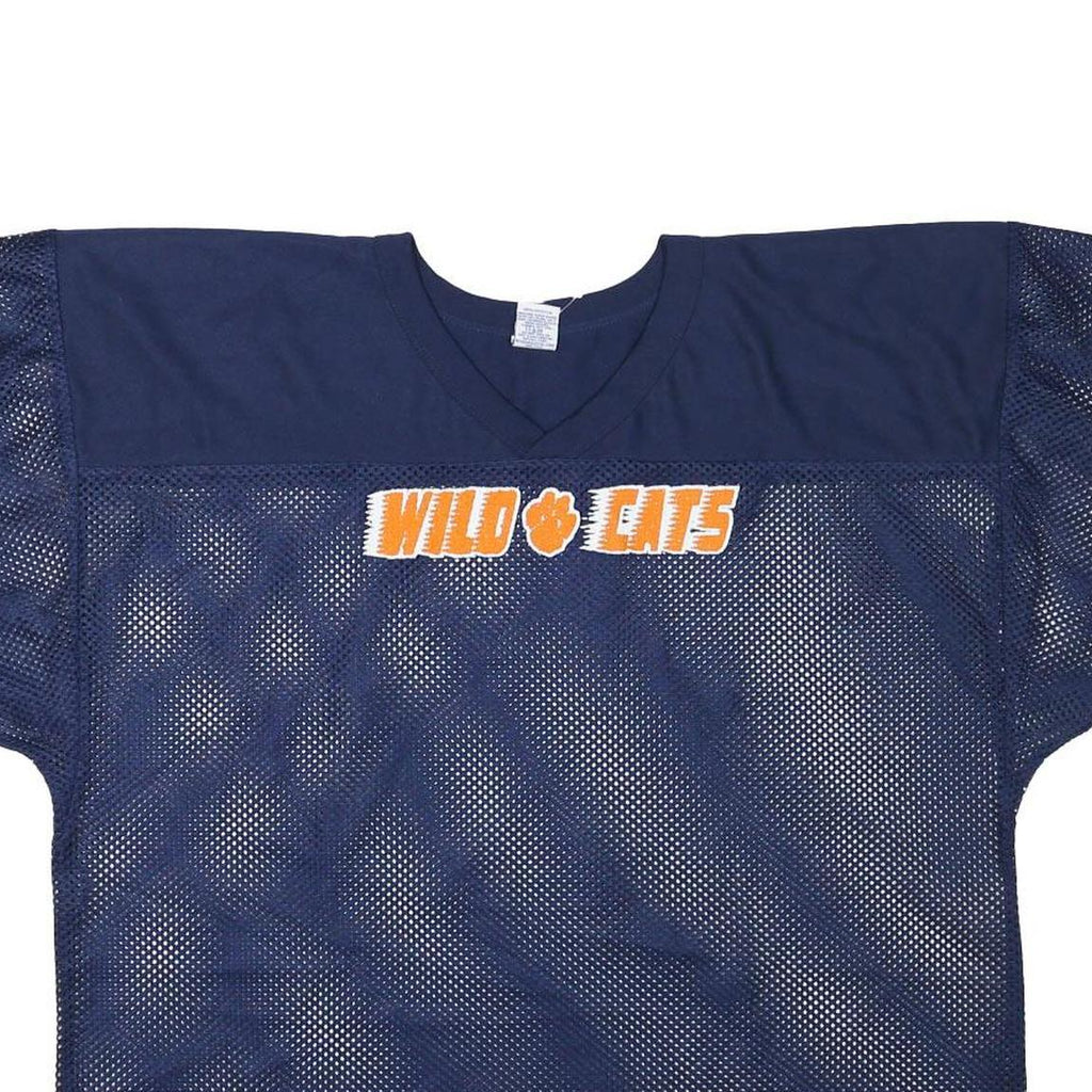 RUSSELL ATHLETIC Mens Navy Blue Wild Cats Graphic T-Shirt XL Short Sleeve V-Neck