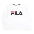 FILA Womens White Black & Red Logo Crew Neck XL Sweatshirt Cotton Blend