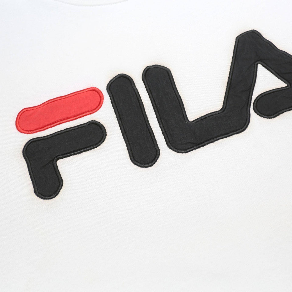 FILA Womens White Black & Red Logo Crew Neck XL Sweatshirt Cotton Blend