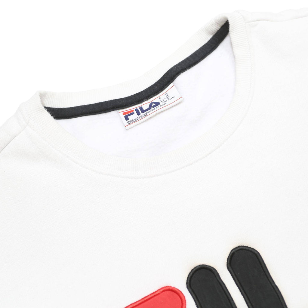 FILA Womens White Black & Red Logo Crew Neck XL Sweatshirt Cotton Blend