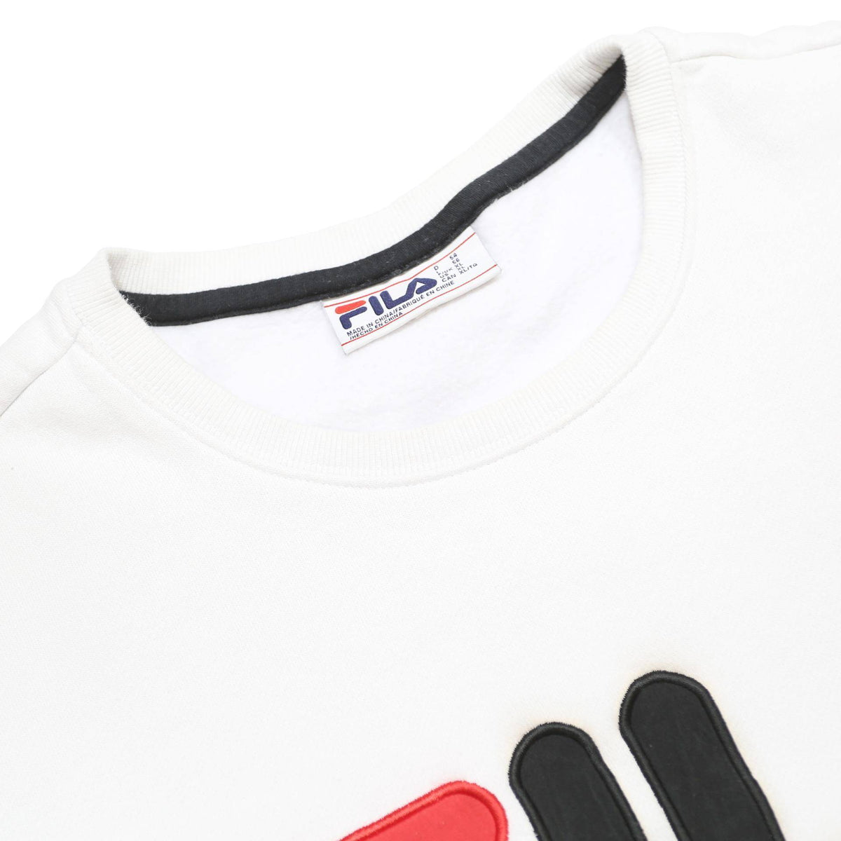 FILA Womens White Black & Red Logo Crew Neck XL Sweatshirt Cotton Blend
