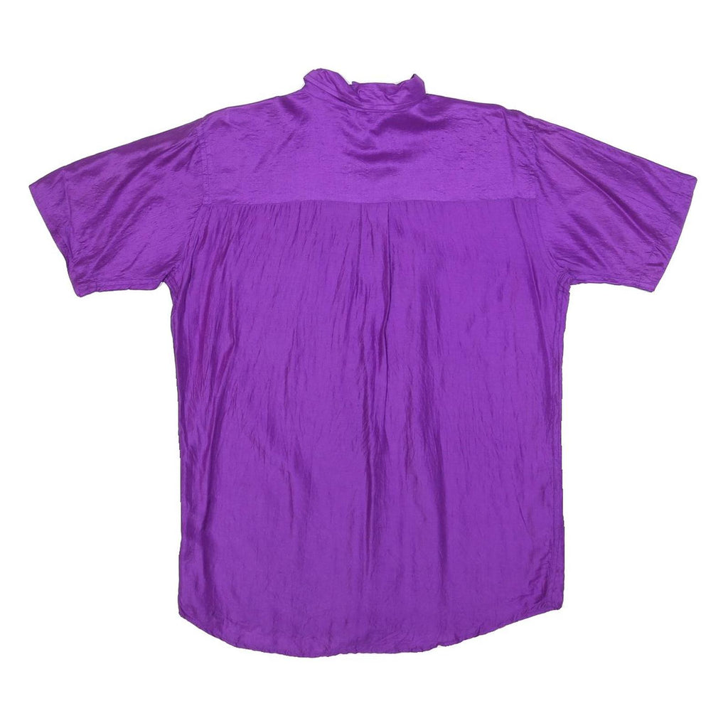Mens Purple Plain Short Sleeve Shirt M Casual Lightweight Button Up