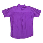 Mens Purple Plain Short Sleeve Shirt M Casual Lightweight Button Up