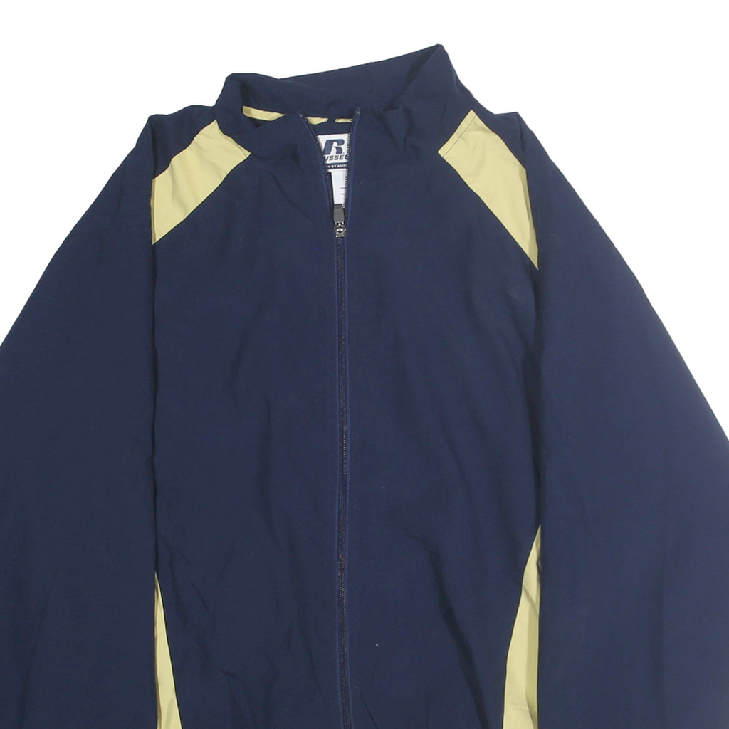 RUSSELL ATHLETIC Mens Navy & Pale Yellow Zip Jacket L Polyester Sportswear