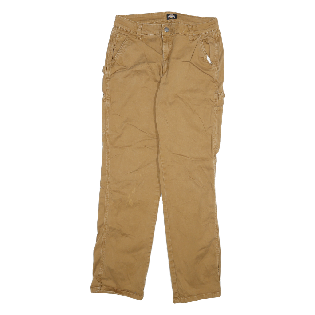 DICKIES Mens Cotton Blend Slim Tapered Beige Workwear Trousers W28 L31