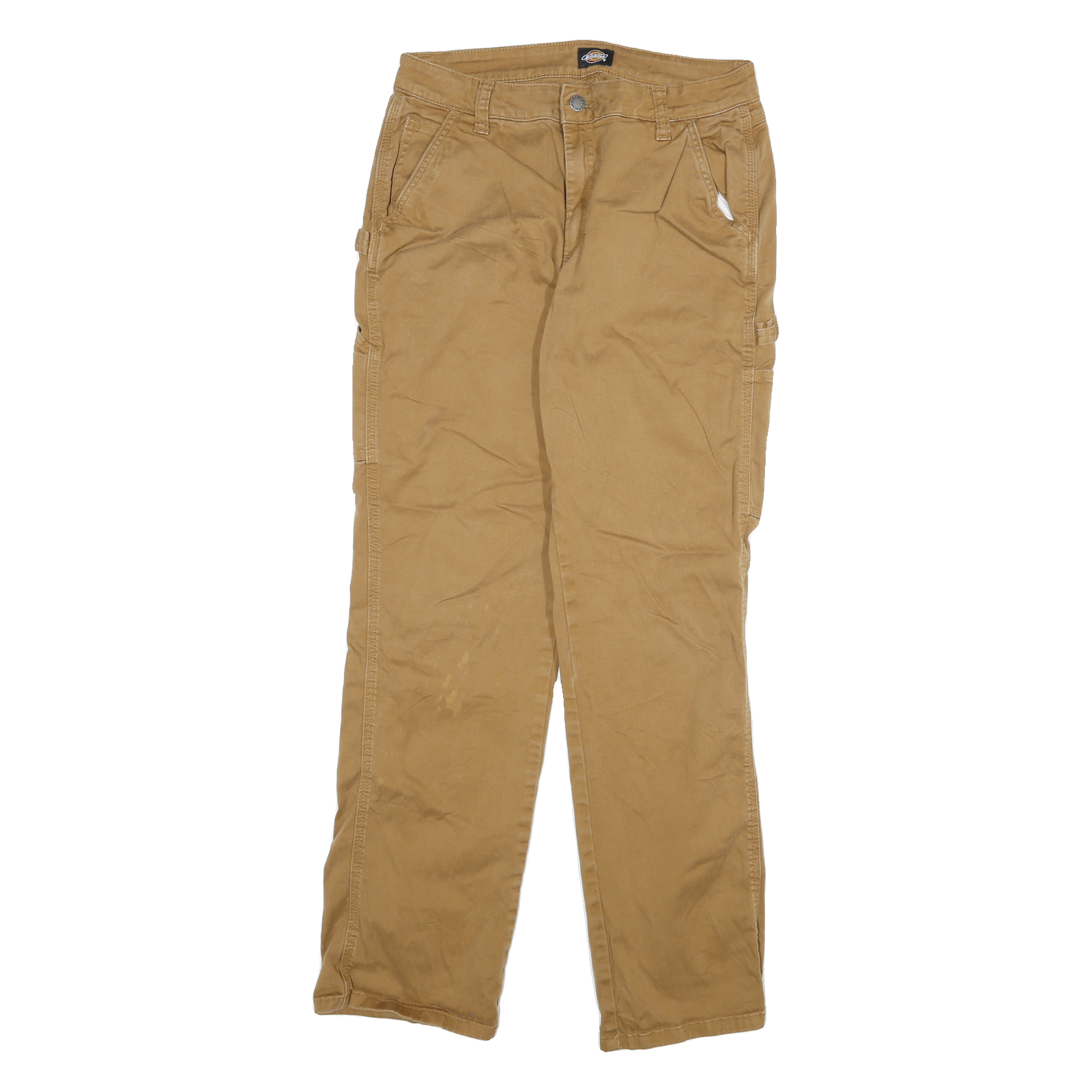 DICKIES Mens Cotton Blend Slim Tapered Beige Workwear Trousers W28 L31