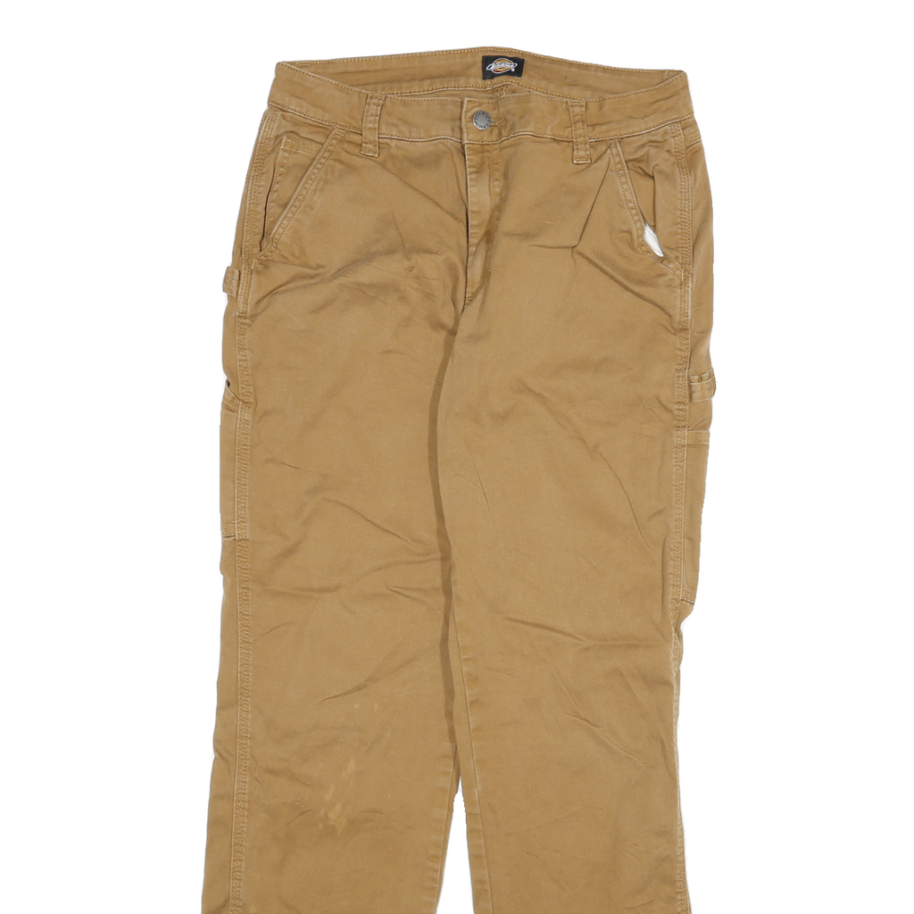 DICKIES Mens Cotton Blend Slim Tapered Beige Workwear Trousers W28 L31