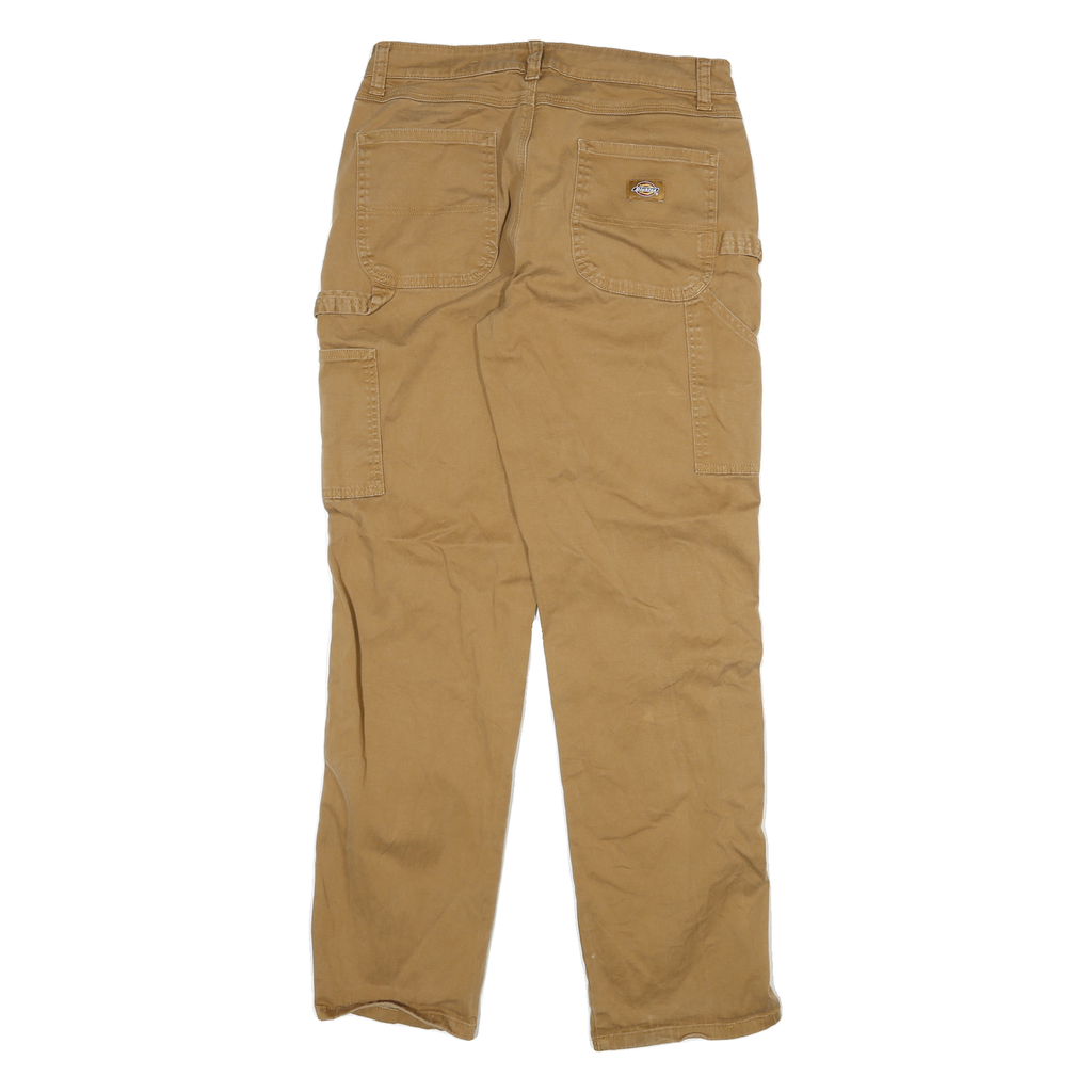 DICKIES Mens Cotton Blend Slim Tapered Beige Workwear Trousers W28 L31