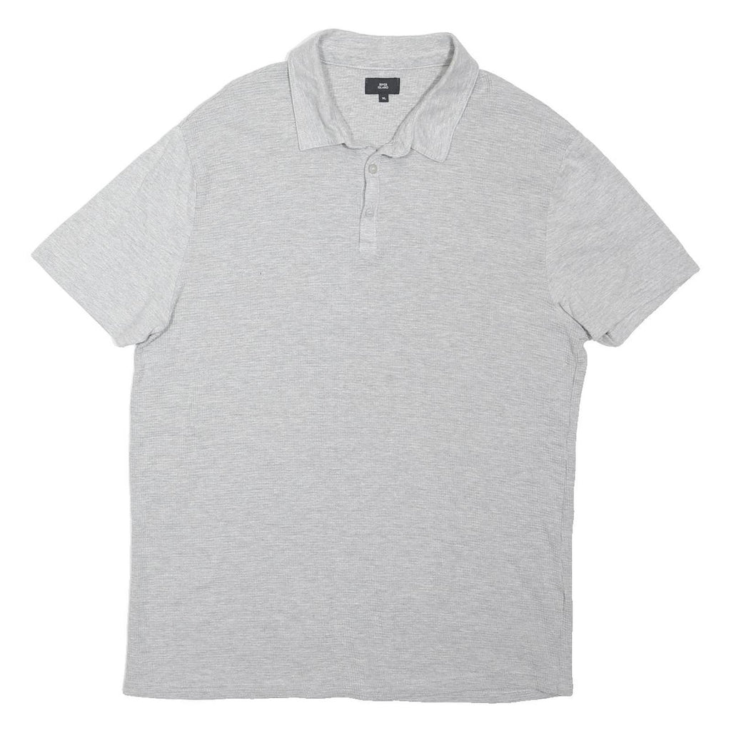 RIVER ISLAND Mens Grey Short Sleeve Polo Shirt XL Plain Cotton Blend Casual