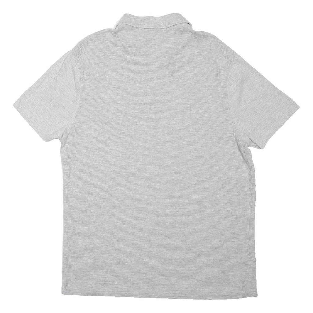 RIVER ISLAND Mens Grey Short Sleeve Polo Shirt XL Plain Cotton Blend Casual