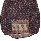 ZARA Womens Blue & Beige Printed Top Long Sleeve V-Neck XS Stylish Pattern