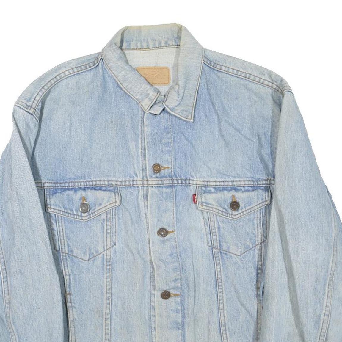 LEVI'S Mens Blue Cotton Blend Denim Jacket L Button Closure Classic Fit Casual