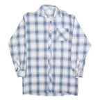 BREMO Mens Blue & White Check Shirt L Casual Cotton Blend Long Sleeve