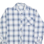 BREMO Mens Blue & White Check Shirt L Casual Cotton Blend Long Sleeve