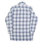 BREMO Mens Blue & White Check Shirt L Casual Cotton Blend Long Sleeve