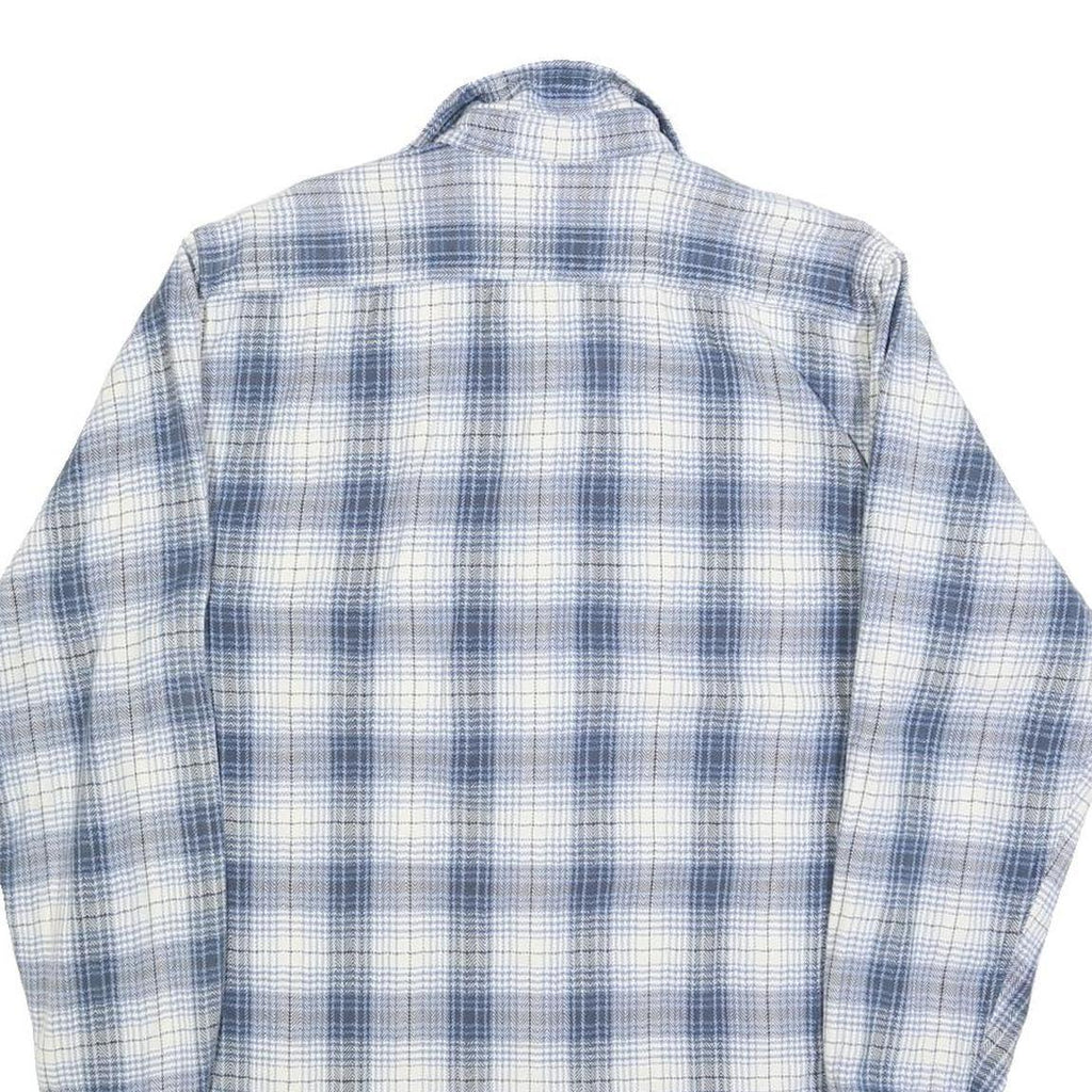 BREMO Mens Blue & White Check Shirt L Casual Cotton Blend Long Sleeve