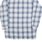 BREMO Mens Blue & White Check Shirt L Casual Cotton Blend Long Sleeve