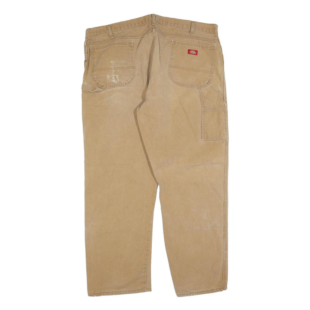 DICKIES Mens Jeans Beige Relaxed Loose Denim W44 L32 Workwear Utility Zip