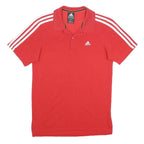 ADIDAS Mens Red Short Sleeve Plain S Cotton Blend Polo Shirt Sportswear
