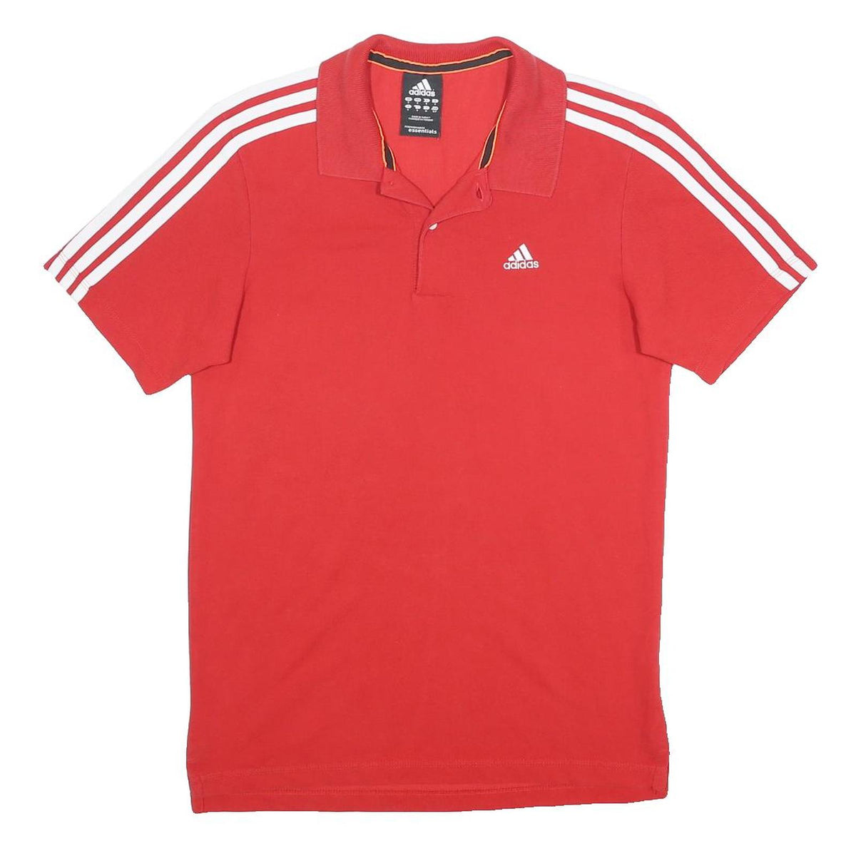 ADIDAS Mens Red Short Sleeve Plain S Cotton Blend Polo Shirt Sportswear